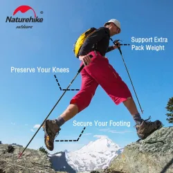 NATUREHIKE ST08: Ultralekkie i regulowane kije trekkingowe z włókna węglowego